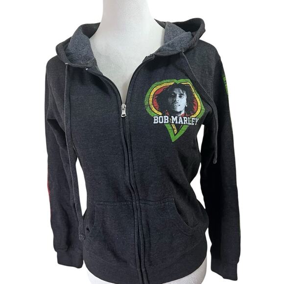 Bob Marley “One Love” Graphic Zip-Up Gray Hoodie by Catch A Fire – Size Small - Picture 1 of 11